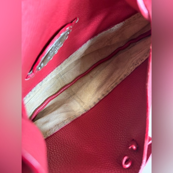 FENDI Rare Authentic Vintage Selleria Red Stitch Leather Bag Shoulder - Picture 14 of 15
